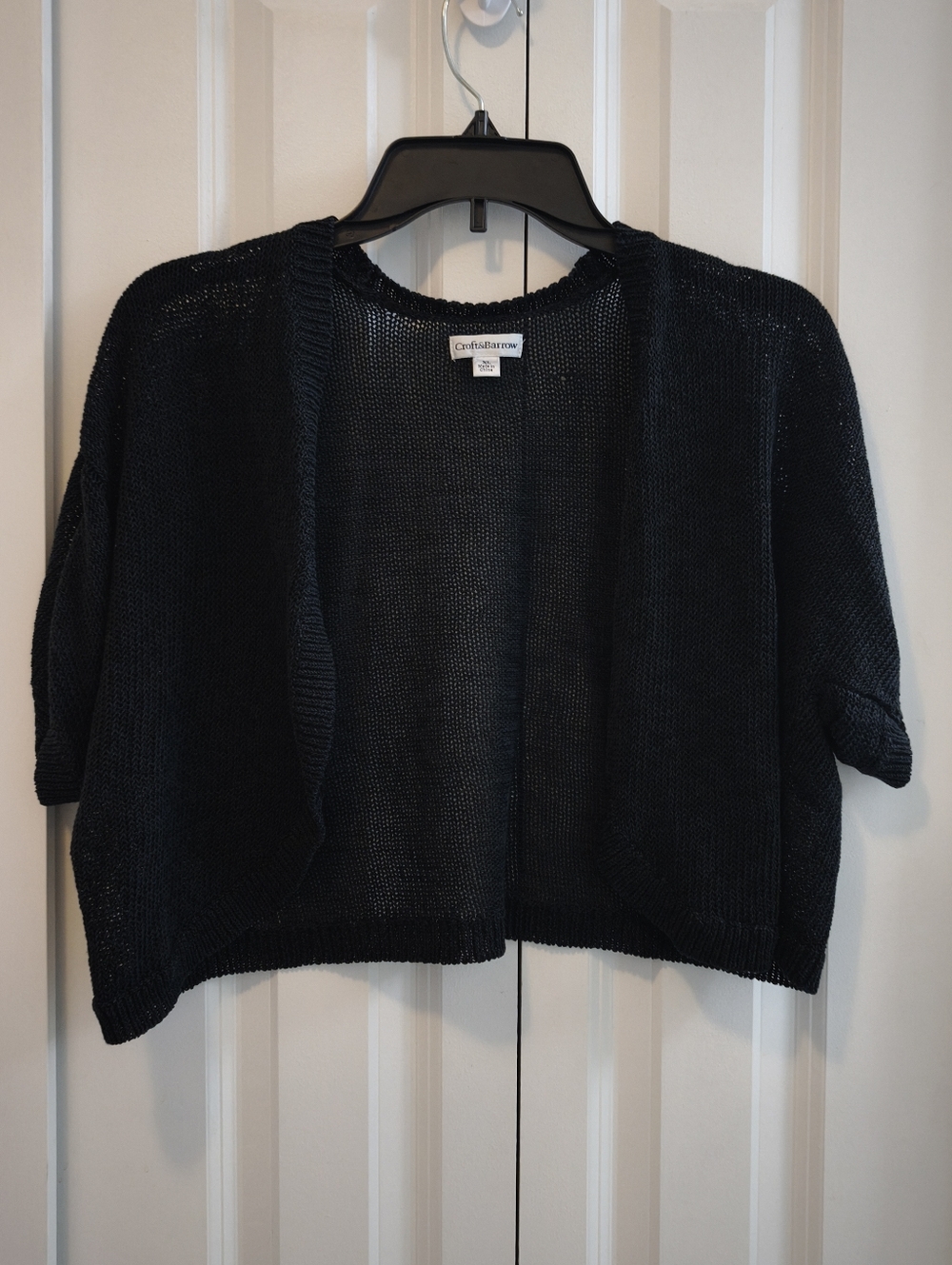 croft & barrow Black Short-Sleeve Open Cardigan